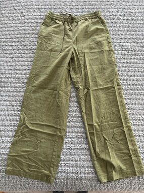 J. Crew Olive Green Wide-Leg Drawstring Pants